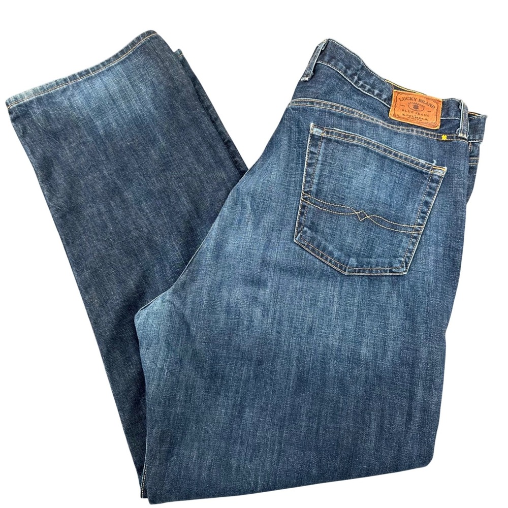 Lucky Brand 181 Relaxed Straight Mens Jeans 42x32 Dark Wash Blue Denim Pants